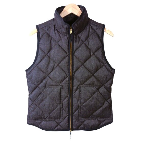 J. Crew Quilted Down & Feather Fill Dark Gray Vest Size Small, Classic Outerwear - Picture 1 of 15
